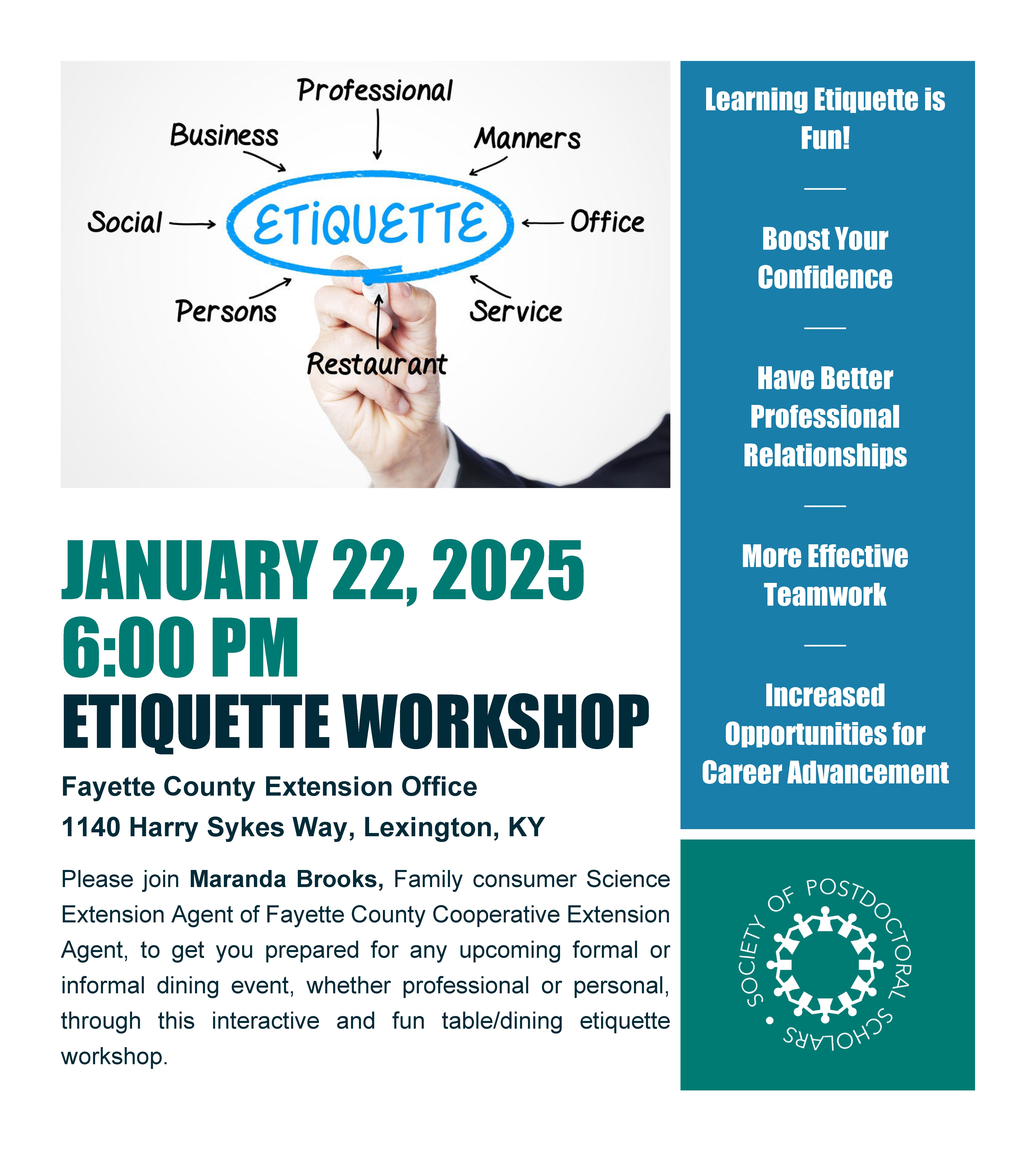 Etiquette workshop flyer