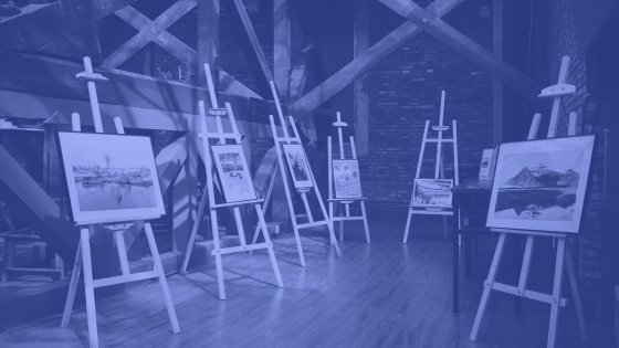 paintings on easels
